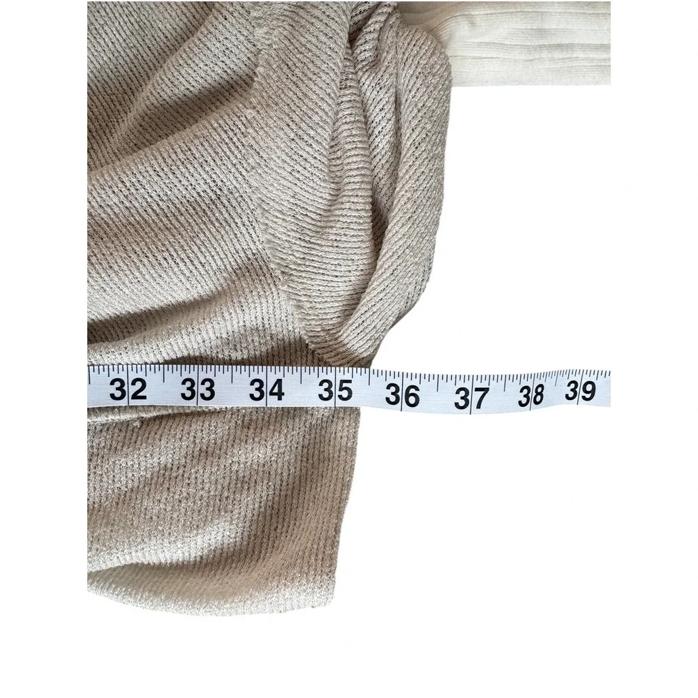 Free People Oversized Knit Balloon Sleeve‎ Blue Bell Henley XS Beige Long Sleeve